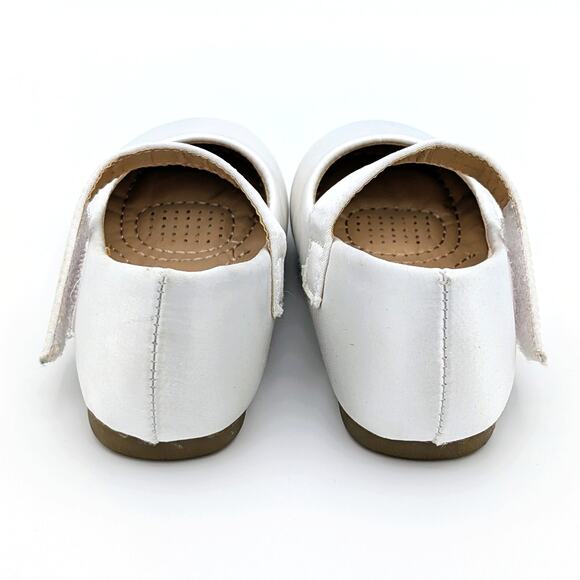 Merence Mary Jane Shoes EU 21 Toddler White Satin Flower Girl Ballet Dress Shoes - Picture 3 of 9